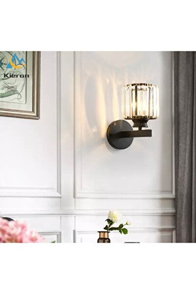 Fico Home Modern Luxury Ithal Kristal Taşlı Aplik Elekrikle Çalışır Mat Siyah...