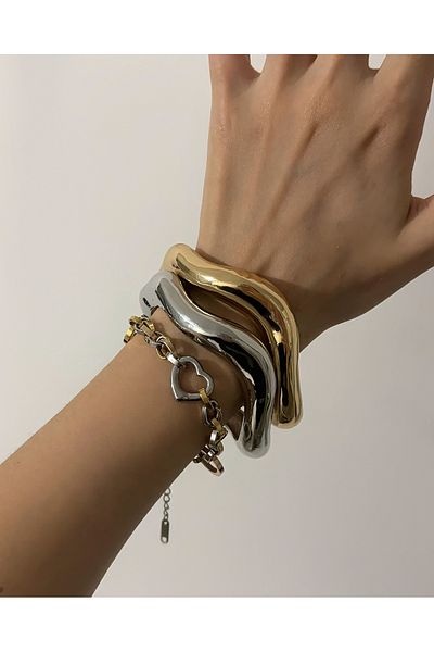 Okko Store Steel Thick Chain Charm Bracelet