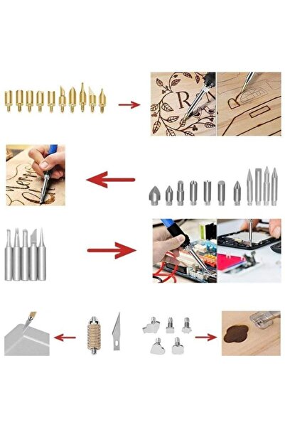 Havana Isı Ayarlı 37li Ahşap Yakma Kalemi Ve Elektrik Havya Seti 60w Fişli 3x1,5 Ttr