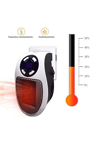 ROZIA Mini Isıtıcı Kumandalı Mini Fanlı Isıtıcı Priz Tipi Pratik Isıtıcı Kuma...