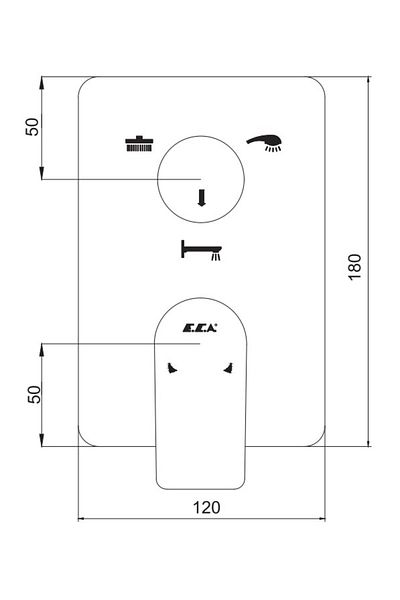 Eca Luna Built-in Bathroom Faucet Surface Mounted 3 Way102167336-K