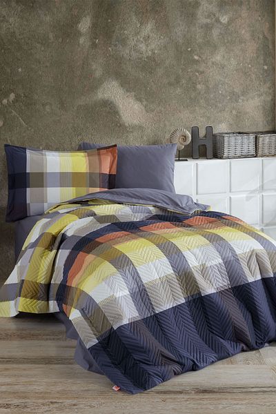 Hobby Virginia Dark Blue Quilted Single Duvet Cover Set
