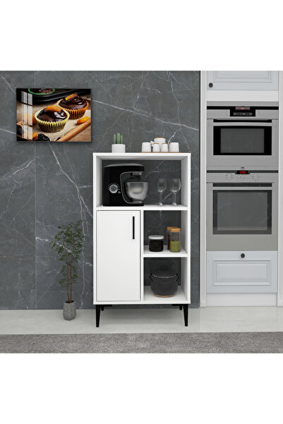 ARNETTİ Sanimas 5 Raflı Kapaklı Çok Amaçlı Mutfak Dolabı, Beyaz - Sanimas