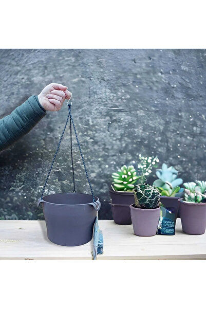 seazde POLİWORK Gardenya Model Makreme Saksı 4.70 Lt ANTRASİT