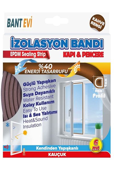 BANT EVİ Door Window Tape Brown 9mmx6m Door Window Wick Insulation Tape