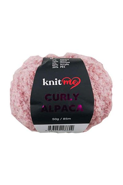knitme 5 τμχ Μαλακό βελούδινο σχοινί με μπούκλες από μαλλί αλπακά με σγουρή υφή KC14 ροζ