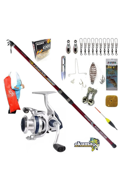 Okuma Aria-6000a Remixon Strong 420 100-250gr Profesyonel Sazan Kıyı Olta Takımı Seti
