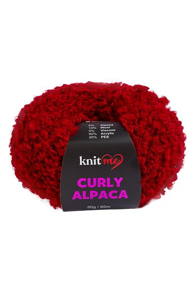 knitme 5 Pieces Curly Alpaca Wool Blended Curly Textured Soft Plush String KC19 Red