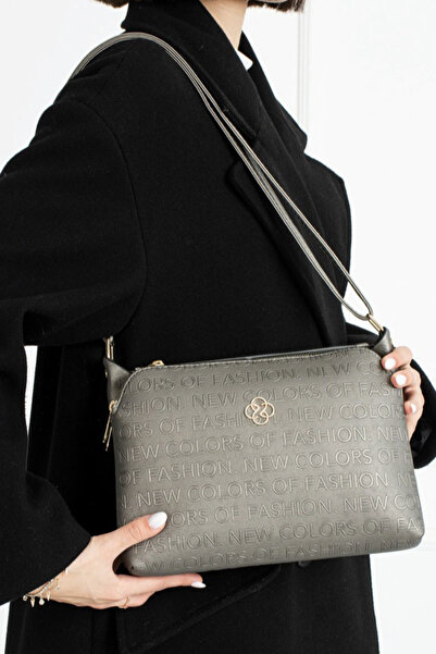 ylz Stylish and Practical Zippered Three Compartment Gray Leather Crossbody Shoulder Bag