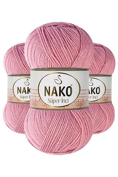 NAKO 5 τεμάχια Super Pearl πλεκτό νήμα Dusty Rose 275