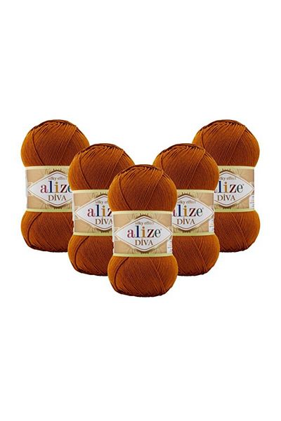 Alize 5 τεμάχια Diva Mercerized String Καλοκαιρινό μπικίνι μπουστάκι Μπλούζα πλεξίματος σχοινί Tobacco 234