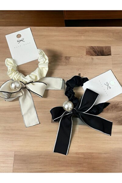 Rachel Cream, Pearl Detailed Bow Hair Rubber, Hairpin