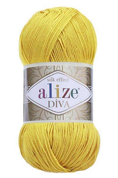 Alize 5 Pieces Diva Mercerized Thread Summer Bikini Bustier Blouse Knitting Thread Yellow 110