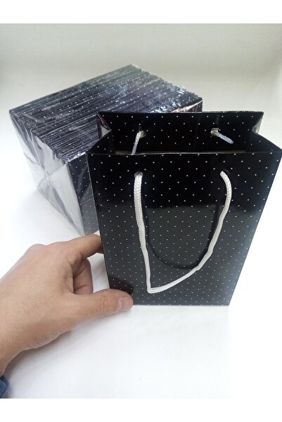 BURAKKUTU Karton Çanta 12x17cm Paket 24 Adetli Siyah Beyaz Benekli Model American Bristol Kaliteli