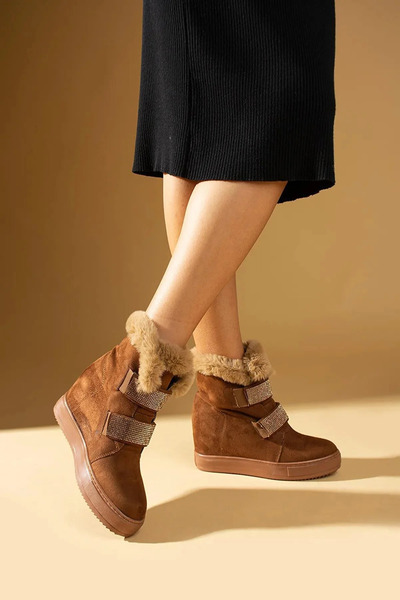 MORENİCA Kadın Gizli Topuk Taşlı Tüylü Bot