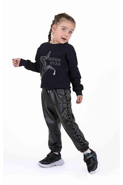 best kids Girl's Black Leather Jogger Pants