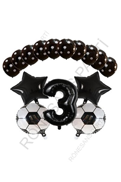 Generic Brand Star Soccer Ball Star Foil Black Number and Printed Balloon Set...