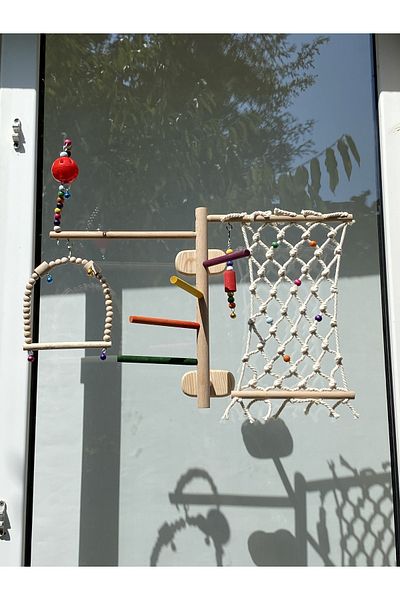 ADAPATİ PET Glass Play Track with Bird Toy (4 Suction Cups)