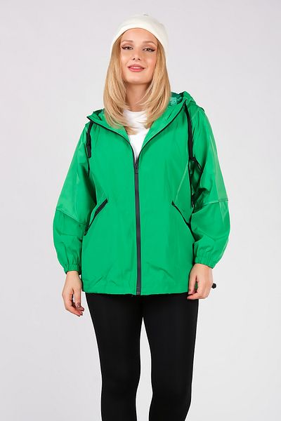Giyim Dünyası Women's Parachute Fabric Hooded Raincoat Green