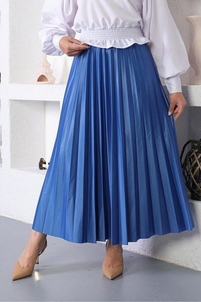 benguen 4538 Fustă Hijab plisată cu talie elastică Saks