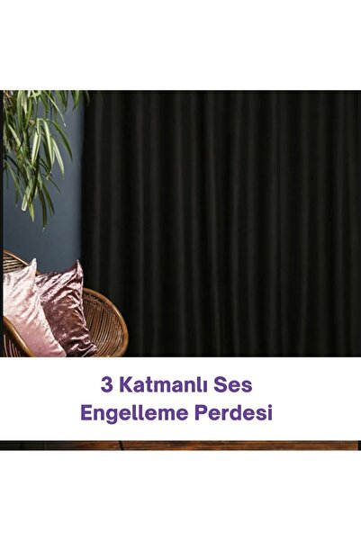 KARMİNA 3 Katmanlı Akustik Ses Engeleyici Perde 130x250cm Pileli- %100 Işık Geçirmez-yalıtım Perdesi