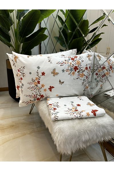 micoton PATTERNED COTTON SINGLE RISE-FREE SHEET AND PILLOW CASE SET