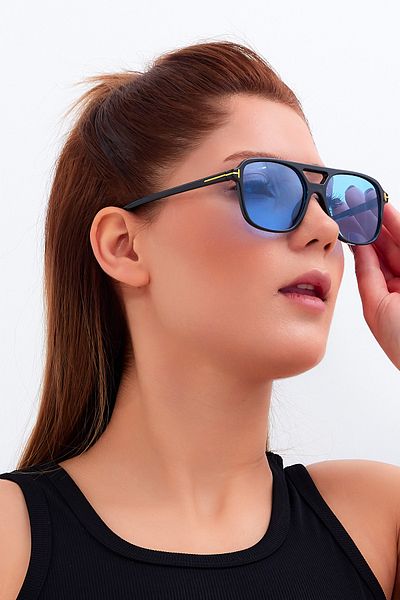 Nilu Moda نظارات شمسية تريند سكوير باير للرجال والنساء بجسر مزدوج