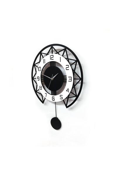 CajuArt Black and White Style Design 40 cm Wooden Pendulum Wall Clock