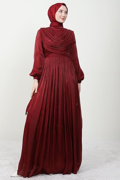 giz astore Öykü Hijab Dress Claret Red