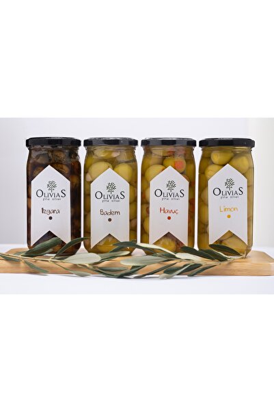 Olivias Fine Olives Badem Dolgulu - Bademli Yeşil Zeytin 370 Cc (200-220 GR)