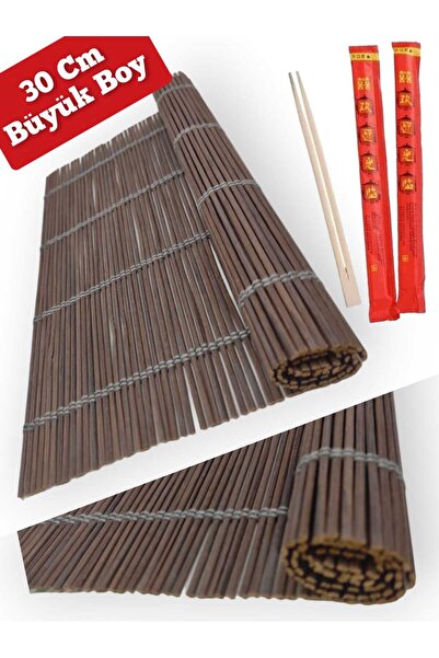 Mucha Büyük Orijinal Bambu Sushi Matı Sushı Sarma Hasırı Suşi Matı 30 X 40 Cm...