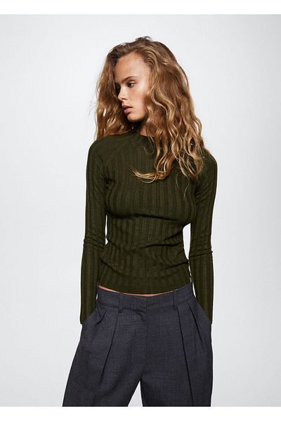 MANGO Woman Pulover pentru femei KHAKI pentru adulți37085816