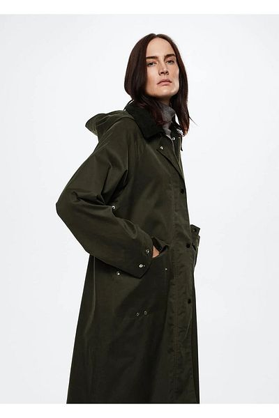 MANGO Woman Жіноча парка кольору хакі 37095907