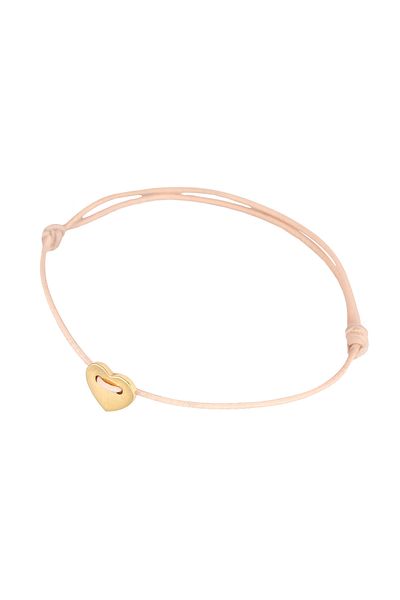 ELLI Damenarmband – Herz- und Liebessymbol aus 925er-Sterlingsilber mit Textilband, vergoldet