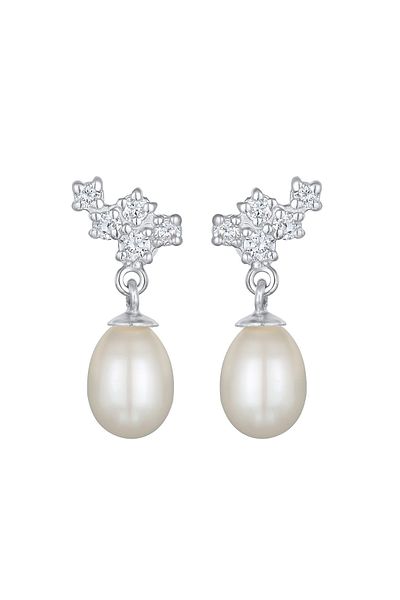 ELLI Ohrringe Lab Grown Diamanten (0.17 ct) Perle 925 Silber