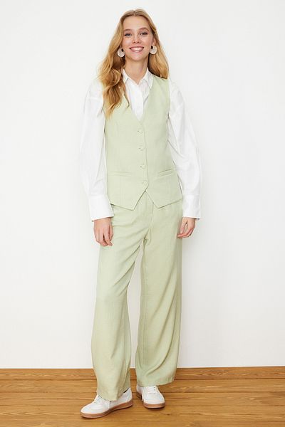 Trendyol Modest النعناع الكتان نظرة أنيقة سترة بنطلون المنسوجة أسفل مجموعة TCTSS24US00014