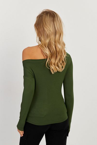 Cool & Sexy Zielona bluzka damska z kołnierzykiem w łódkę LPP1254