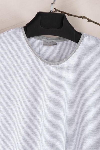 AKÇAYLAR Tricou bărbătesc din bumbac pieptănat cu dungi mari cu gât crew