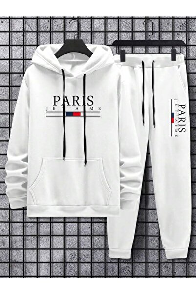 MOONBULL Чоловічий комплект спортивного одягу з капюшоном Paris Jet'aime з принтом