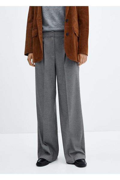 MANGO Woman Wide Leg Collar Trousers