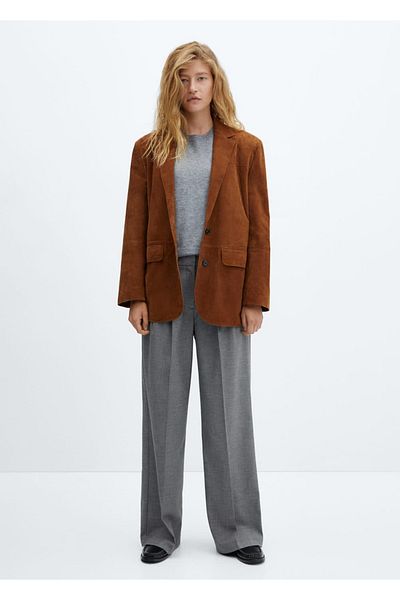 MANGO Woman Wide Leg Collar Trousers