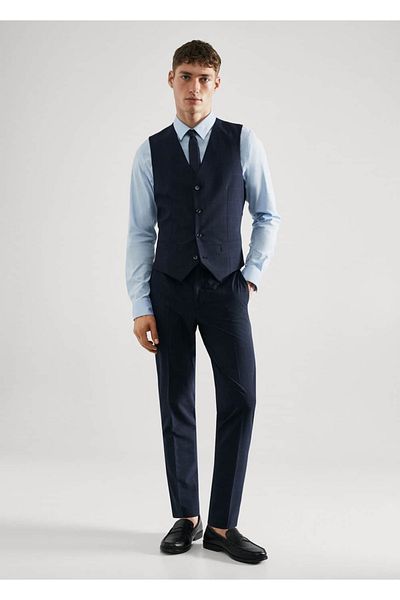 MANGO Man Καρό γιλέκο Super Slim Fit
