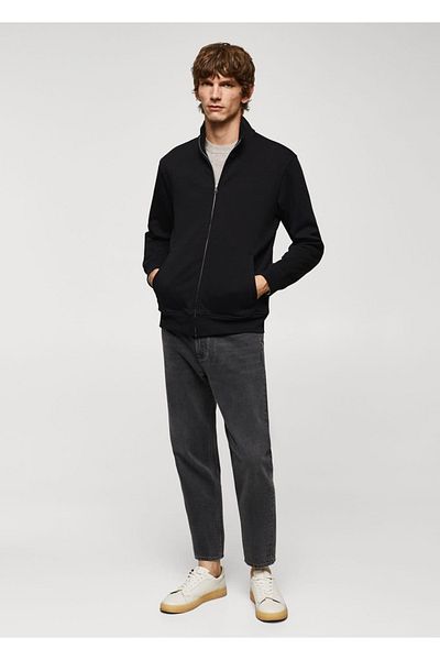 MANGO Man Zippered Cotton Sweatshirt
