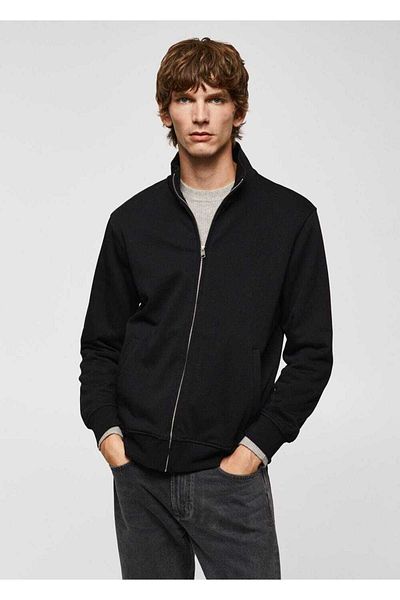 MANGO Man Zippered Cotton Sweatshirt