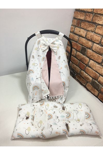 BUSEBABYHOME Pink Stroller Cover and Stroller Cushion Set of 2