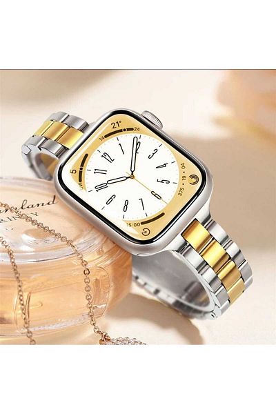 GREGOSS حزام ساعة Apple متوافق مع 42/44/45/49 مم، Iwatch Series 10 46 مم/ حزام فولاذي أنيق