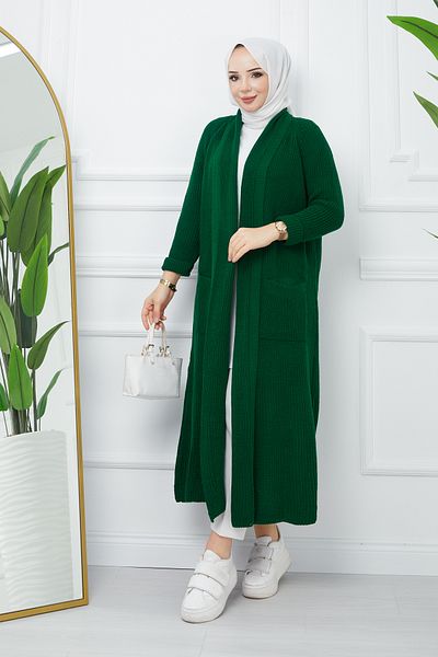 Pamuk Butik Γυναικεία χειμερινή μακριά ζακέτα με τσέπες