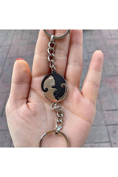 Gofeel سلسلة مفاتيح للزوجين من Ying Yang Cat