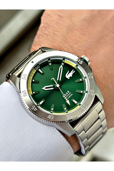 Lacoste Lac 2011204   Quartz Steel Grey Green Dial 46 mm Men's Wristwatch