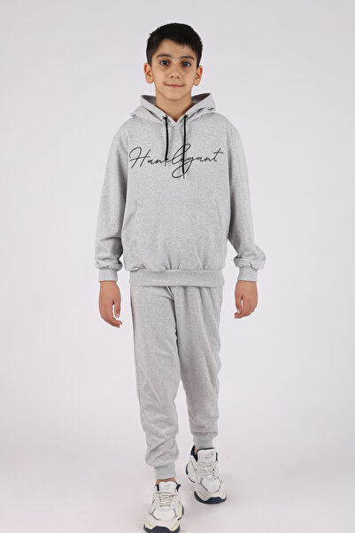 han elegant Λεπτομερές σετ φόρμας καγκουρό με τσέπη και κουκούλα unisex